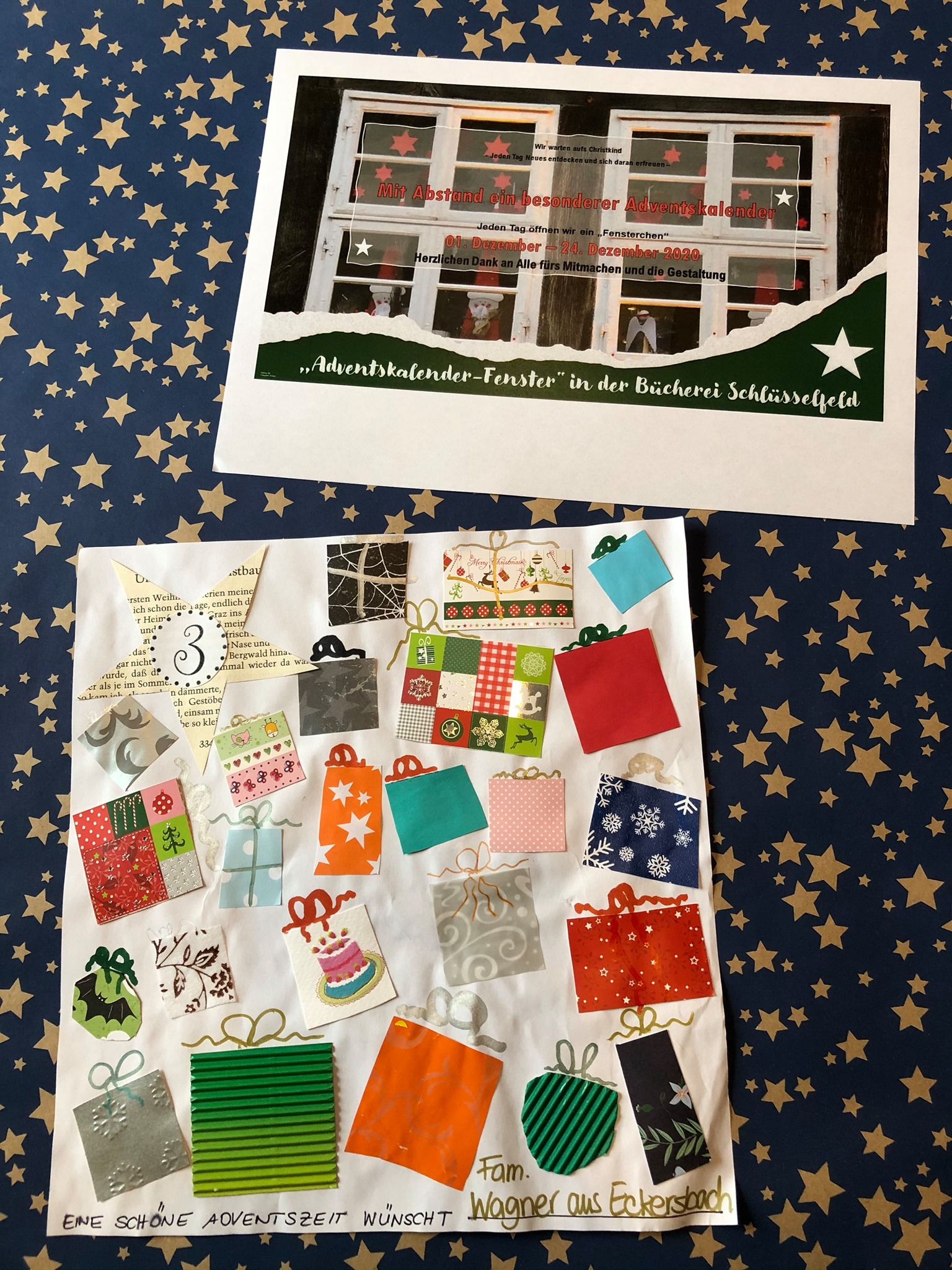 03. Dezember 2020
Heute werden schon mal ein paar Kleinigkeiten eingepackt.
Herzlichen Dank an Familie Wagner für das heutige Fenster. Adventsfenster