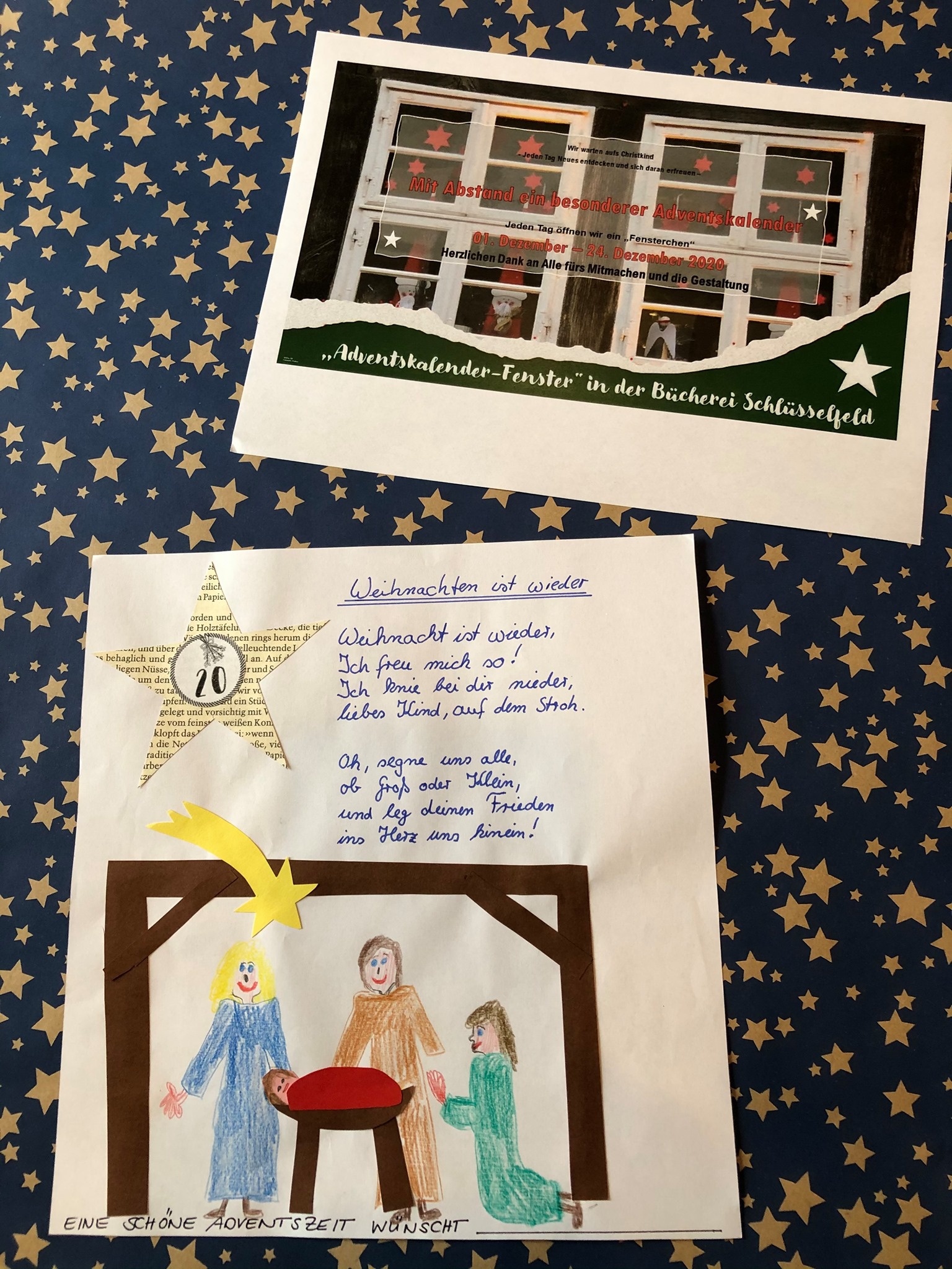 20. Dezember 2020: Jetzt steht sie bereit - die Krippe. Sind wir auch schon bereit IHN aufzunehmen? Herzlichen Dank für das heutige Fenster. Adventsfenster 20