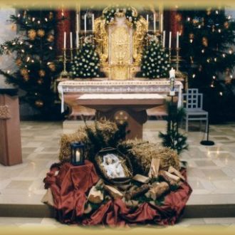 HOCHALTAR--KRIPPE--PFARRKIRCHE--SCHLueSSELFELD