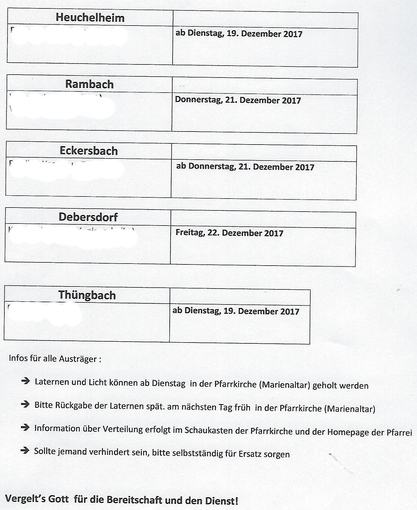 Wann kommt das Licht zu uns? Gebietsaufteilung im Detail Friedenslicht Aufteilung